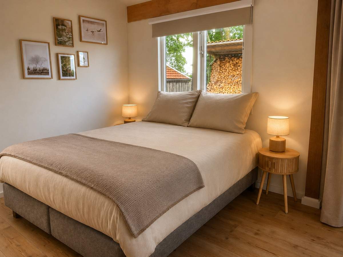 Das bequeme Doppelbett im Gästestudio